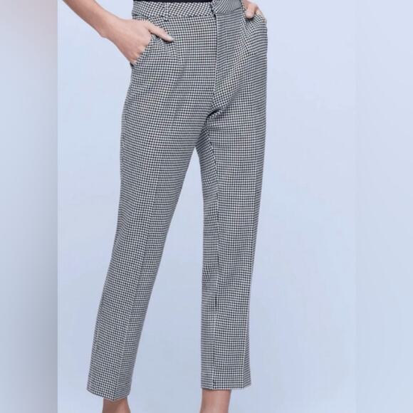 L’Agence Logan Black White Houndstooth Taper Trouser Ankle Pant - Picture 2 of 12